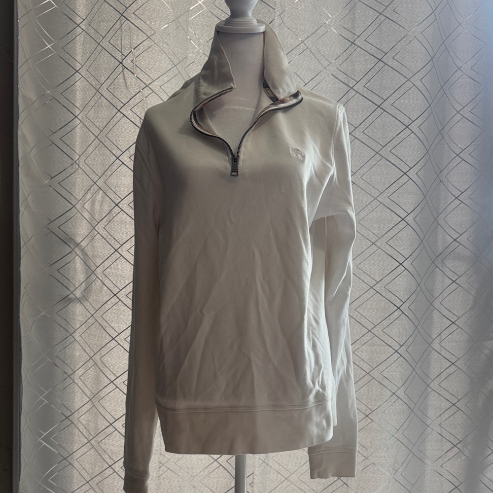 Burberry Cream Quarter-Zip Sweatshirt